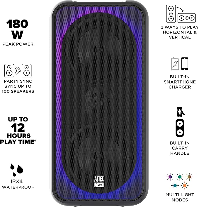 Altec Lansing Shockwave 200 Wireless Party Speaker 180W Bluetooth Speaker - Image 3