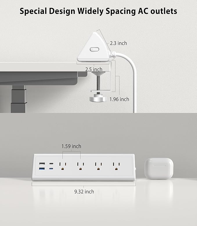 Jgstkcity Desk Clamp Power Strip, 20W Fast Charging Station, Surge Protector - Image 8