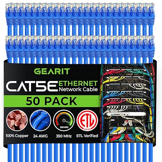 GearIT 50-Pack, Cat5e Ethernet Patch Cable 1 Foot by GEARit