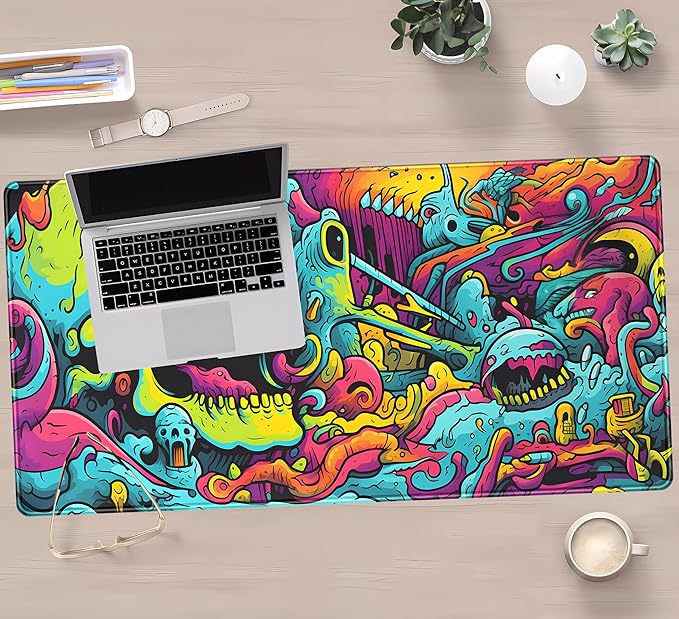 Gaming Desk Mat Skull Desk Pad Extended Mouse Pad XXL, Cool Mouse and Keyboard - Image 4