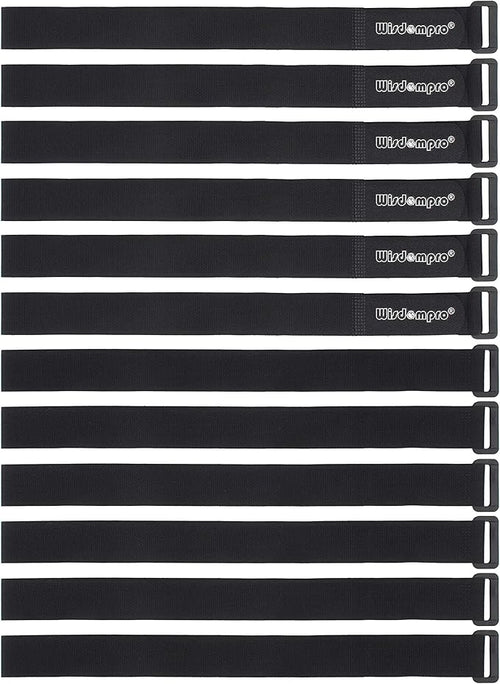 12 Pack 1 x 24 Inches Hook and Loop Reusable Fastening Cable Tie Down Straps by by Wisdompro