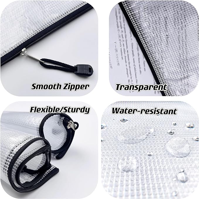 Oaimyy-6 * 8 inches-Mesh Zipper Pouch, Plastic Zip File Folders - Image 4