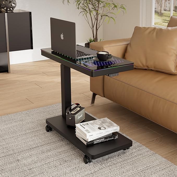 EUREKA ERGONOMIC Height Adjustable Computer Tower Stand, Illuminated Glass - Image 9
