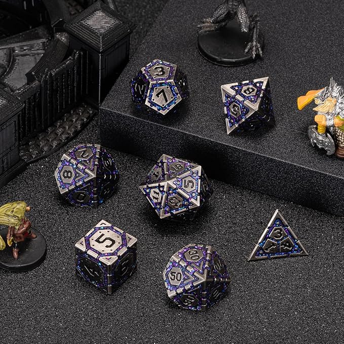 Metal D&D Dice Set, Polyhedral Metallic Dice - Image 2