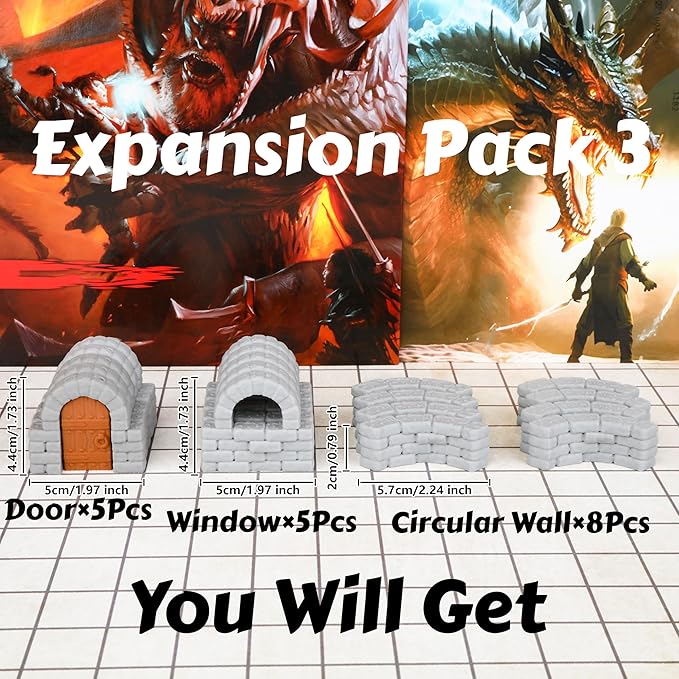 Dungeon Walls 40pcs 28mm Miniature RPG Terrain Modular System DND Building - Image 4