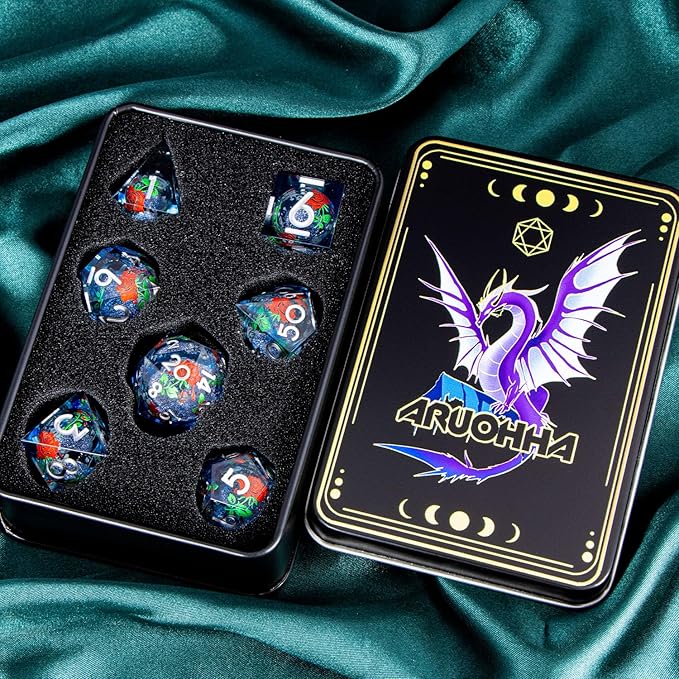 ARUOHHA Liquid Core DND Dice Set, Vampire Sharp Edged Dragons Dice Compatible - Image 6