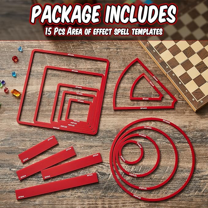 Sintuff 15 Pcs Spell AOE Damage Template Translucent Acrylic Area of Effect - Image 3