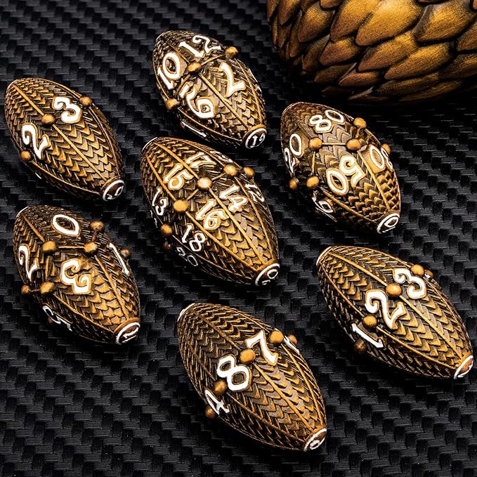 ARUOHHA DND Metal Dice Antique Gold Dragon Egg Dice - Image 6