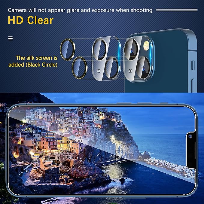 UniqueMe for iPhone 13 / iPhone 13 Mini Camera Lens Protector, Tempered Glass - Image 5