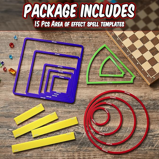 Sintuff 15 Pcs Spell AOE Damage Template Translucent Acrylic Area of Effect - Image 3