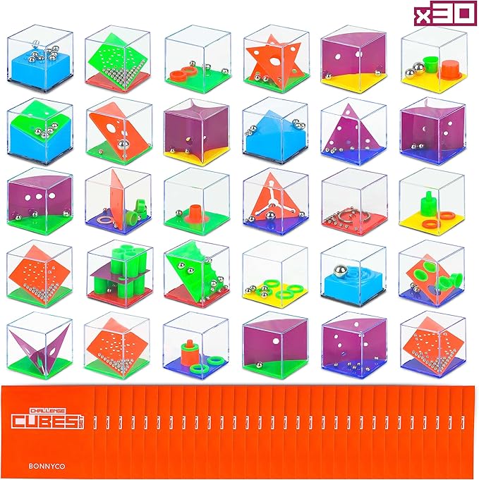 BONNYCO Brain Teaser Puzzles Cubes Kids Party Favors Pack 30 Pinata Goodie Bags by BONNYCO