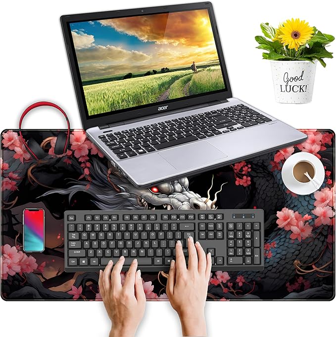 Cute Sakura Dragon Gaming Mouse Pad Kawaii XXL Large Extended Anime Desk Mat - Image 4