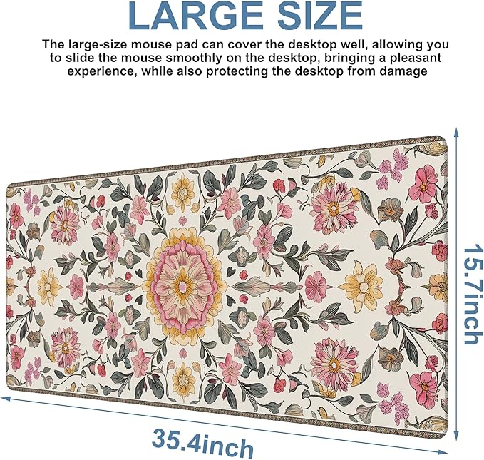 Elegant Carpet Gaming Mouse Pad 3mm Thick Stitched Edge Waterproof Non-Slip - Image 3