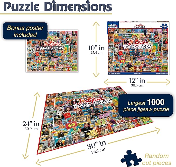 White Mountain Daytime TV History Puzzle 1000 Piece Retro Collage Jigsaw Puzzle - Image 3