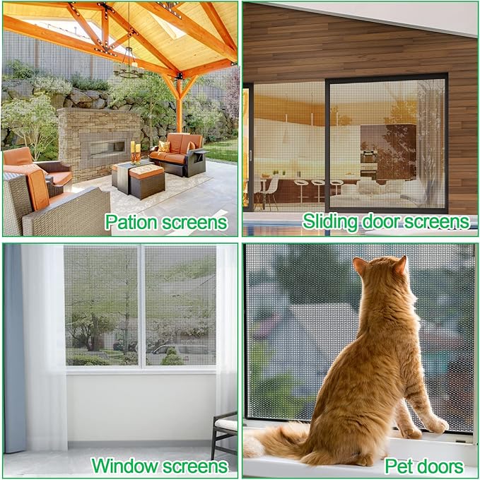 QWR Pet Proof Window Screens and Screen Door Replacement Kit, Patio and Windows. - Image 6