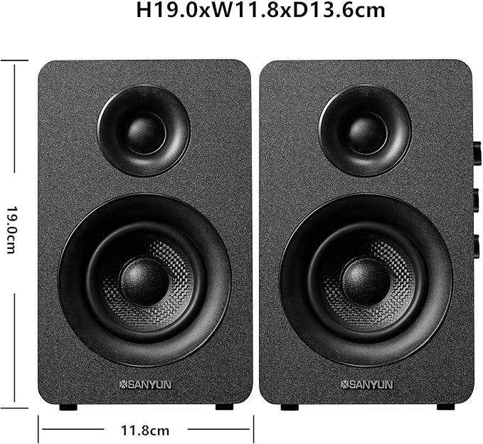 SW208 3" Active Bluetooth 5.0 Bookshelf Speakers – 60W Carbon Fiber Speaker Unit - Image 2
