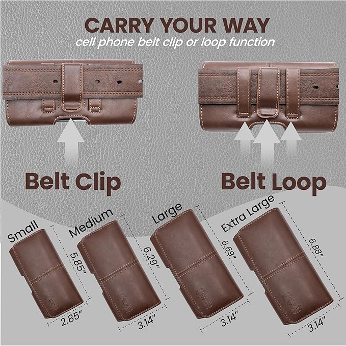 Leather Phone Holster for Men, Horizontal Cell Phone Case, Fits iPhone 17/17 - Image 4