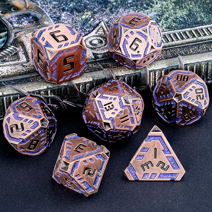 Metal DND Sci-fi Dice Set 7PCS Stripe Polyhedral Dice - Image 6