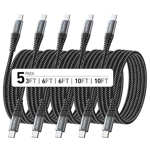 Dasku USB C to USB C Cable, 5 Pack Charger Cable 60 W Fast Type C Charging Cord by Dasku