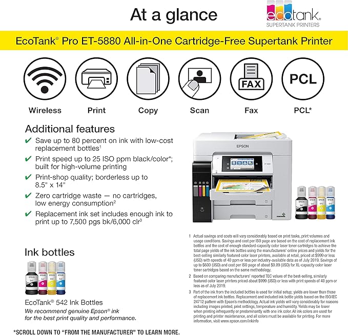 Epson EcoTank Pro ET-5880 Wireless Color All-in-One Supertank Printer - Image 5