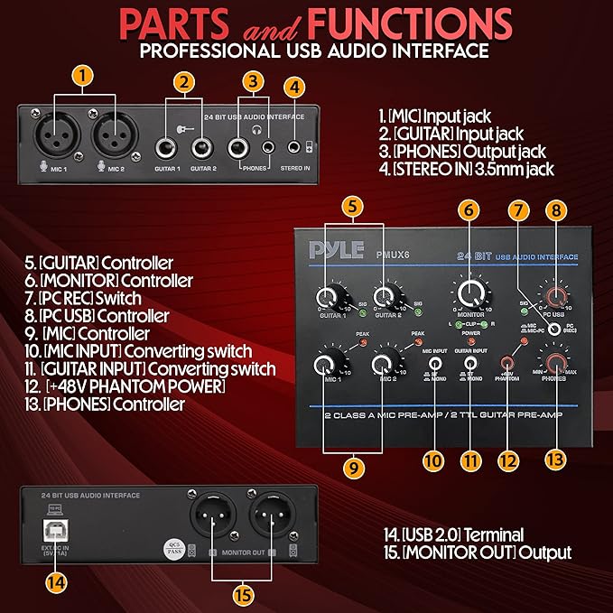 Pyle Professional USB Audio Interface - Image 2