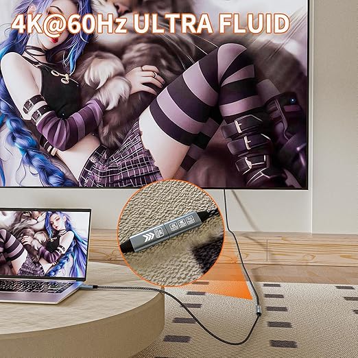 USB C Extension Cable 10FT, 20Gbps/240W USB3.2 Type C Extender Cord, 4K@60Hz - Image 2