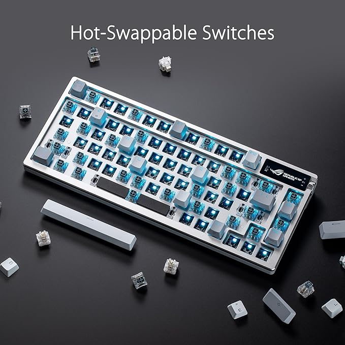 ASUS ROG Azoth 75% Wireless DIY Custom Gaming Keyboard, OLED Display, - Image 6