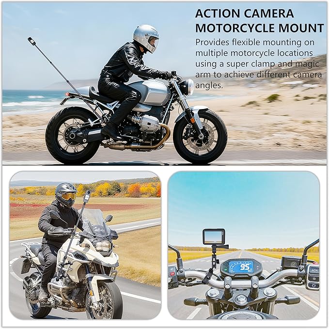 Motorcycle Camera Mount for Insta 360 x5, Adjustable GoPro Bike Extension Pole - Image 4