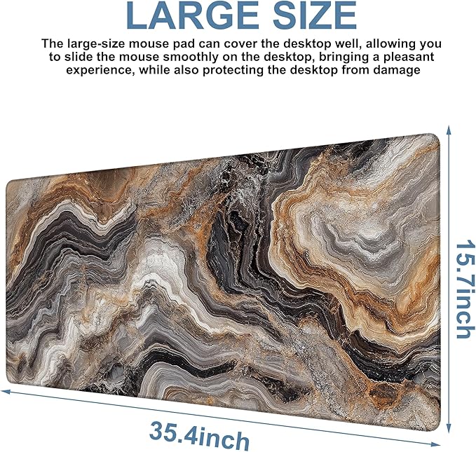 Large Mouse Pad Abstract Marble Gaming Desk Pad Computer Keyboard Non-Slip - Image 3