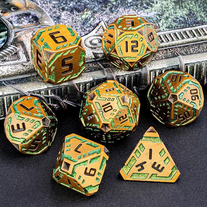 Metal DND Sci-fi Dice Set 7PCS Stripe Polyhedral Dice - Image 6