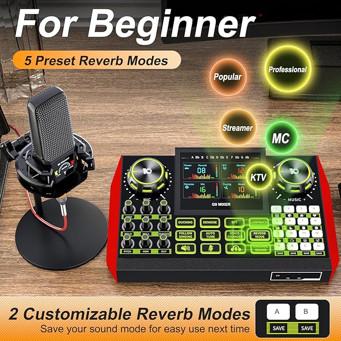 Podcast equipment bundle with live sound card audio mixer, podcast equipment - Image 3