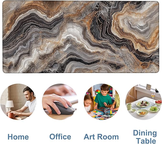 Large Mouse Pad Abstract Marble Gaming Desk Pad Computer Keyboard Non-Slip - Image 5