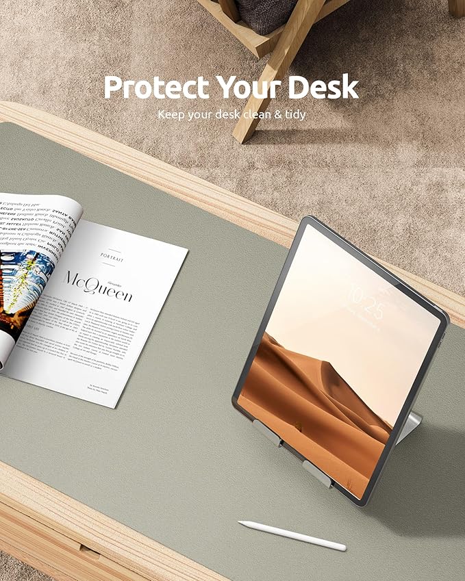 YSAGi Leather Desk Protector, Office Mat, Large Mouse Mat, Non-Slip PU Leather - Image 7