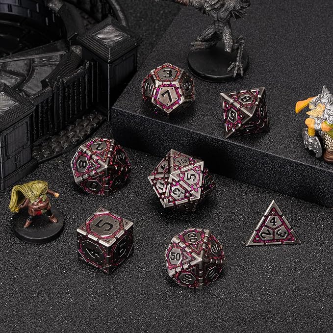 Metal DND Dice Set, Polyhedral Metallic Dice - Image 2
