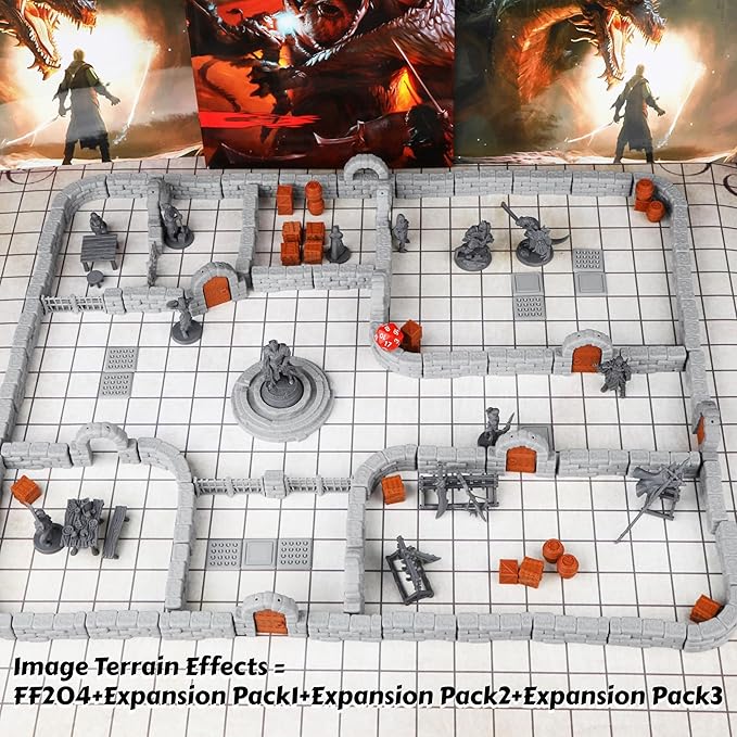 Dungeon Walls 40pcs 28mm Miniature RPG Terrain Modular System DND Building - Image 2