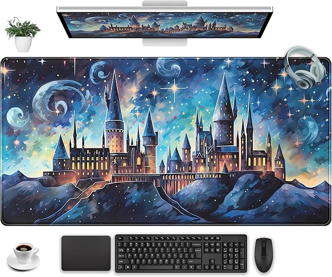 Blue Castle Desk Mat Aesthetic Cute Desk Pad, Extended Large Mouse Pad XXL by Unknown