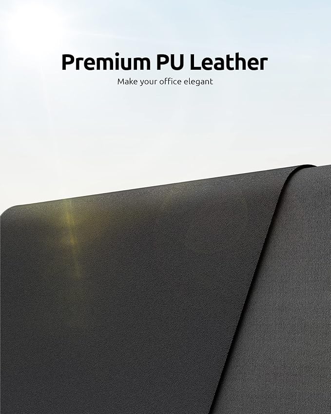 YSAGi Leather Desk Protector, Office Mat, Large Mouse Mat, Non-Slip PU Leather - Image 2