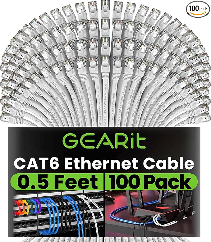 GEARit Cat 6 Ethernet Cable Cat6 Network Patch, Snagless Cord, Internet by GEARit