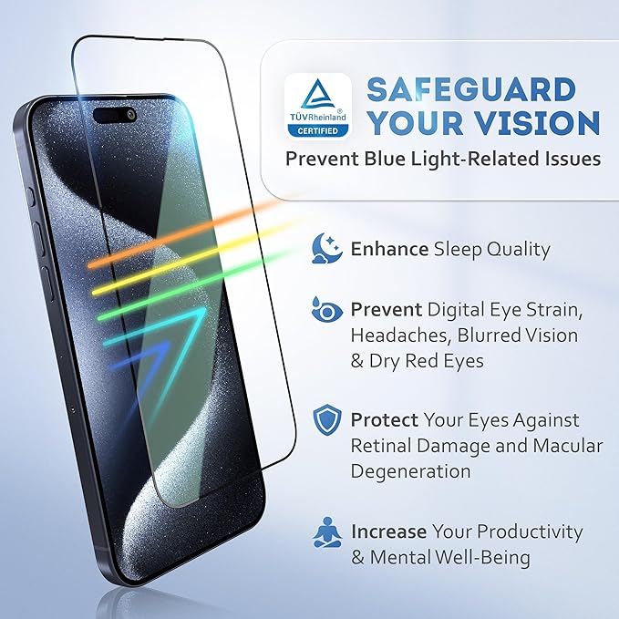 Deppa |2 Pack| for iPhone 16 Pro Anti-Blue Light Screen Protector | Scratch - Image 2
