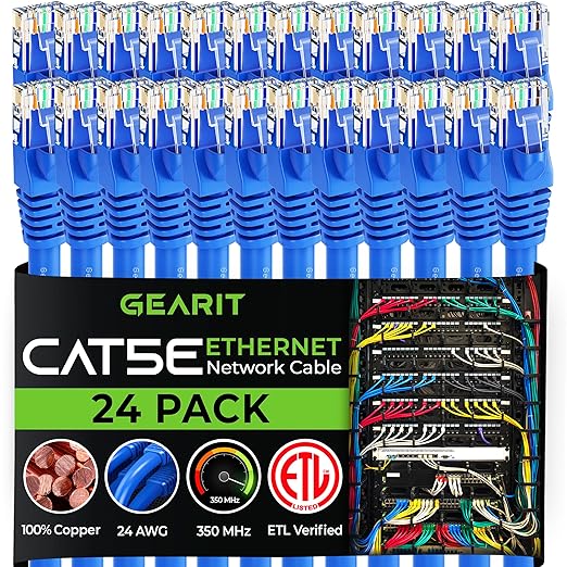 GearIT 24-Pack, Cat5e Ethernet Patch Cable 1 Foot by GEARit