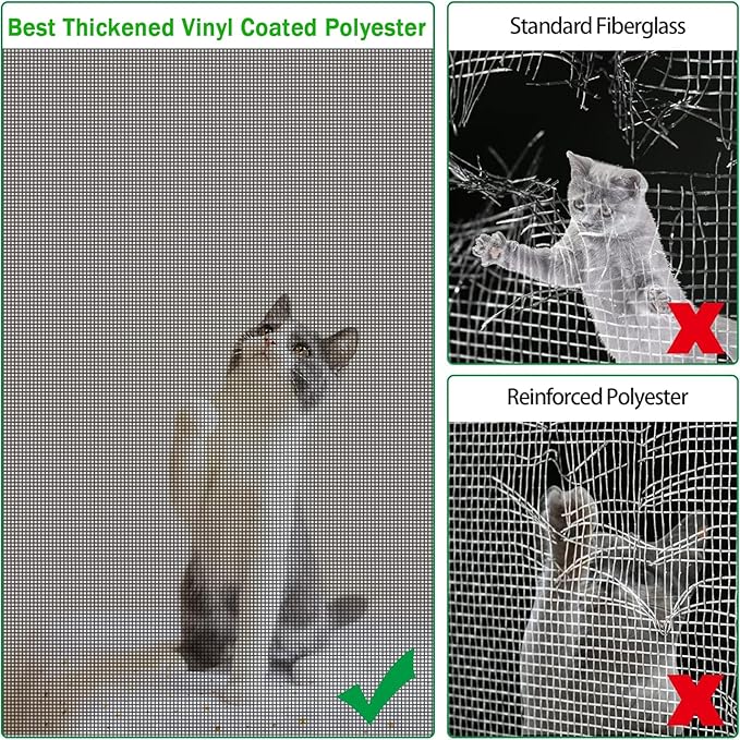 QWR Pet Proof Window Screens and Screen Door Replacement Kit, Patio and Windows. - Image 4