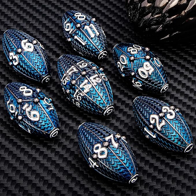 ARUOHHA DND Metal Dice Black Blue Dragons Egg Dice - Image 6