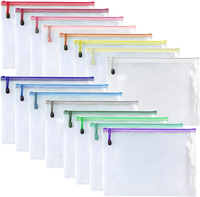 Oaimyy-16 PCS-6" x 8" Inch -Mesh Zipper Pouch, Plastic Zip File Folders Puzzle - Image 9
