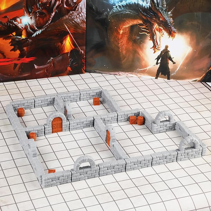 Dungeon Walls 40pcs 28mm Miniature RPG Modular System DND Terrain Building by AUSPDICE