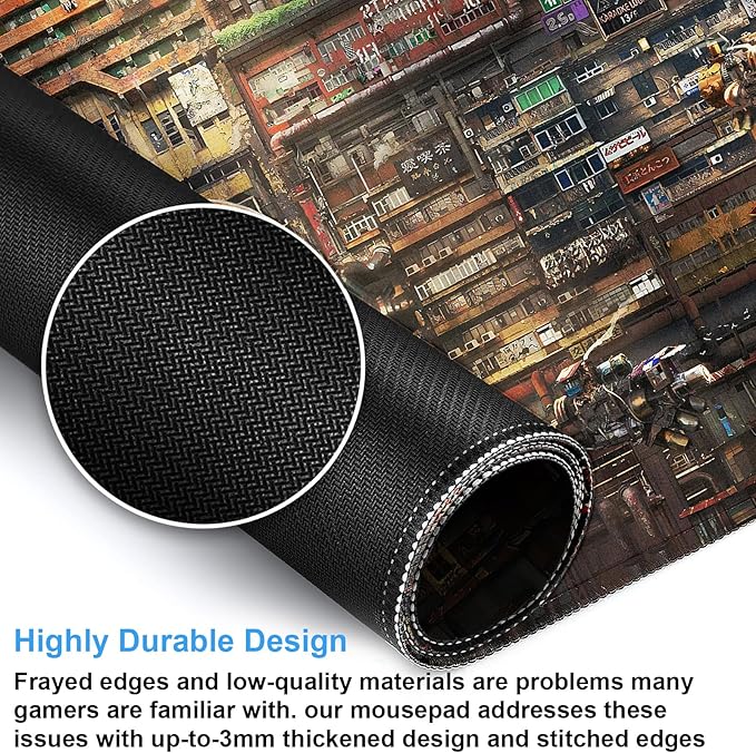 Futuristic Fantasy Mouse Pad, Cyberpunk Style Desk Mat, Extended XL Gaming - Image 5