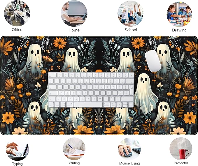 Retro Gothic Kawaii Desk Mat Cute Dark Academia Desk Pad Large Floral Mouse Pad - Image 5