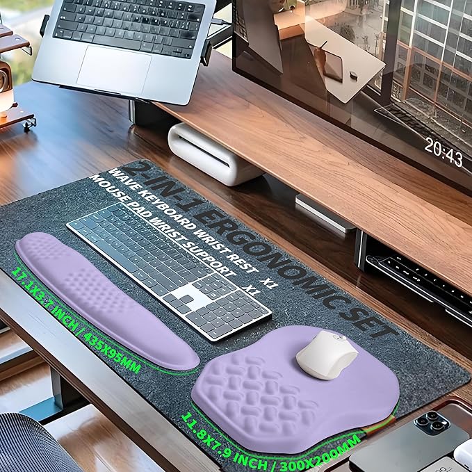 2-in-1 Ergonomic Set, Wave Keyboard Wrist Rest and Massage Slope Mouse Pad - Image 5