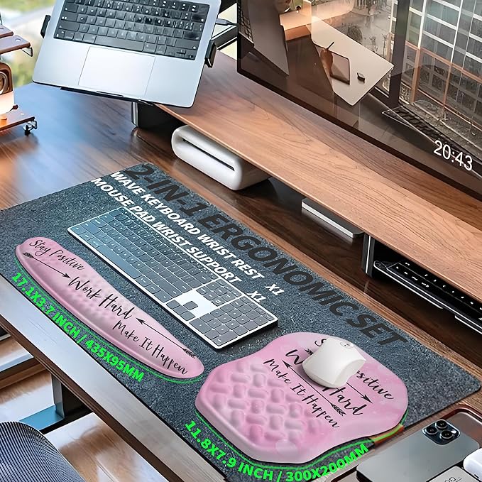 2-in-1 Ergonomic Set, Wave Keyboard Wrist Rest and Massage Slope Mouse Pad - Image 5