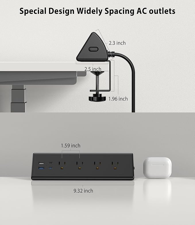 Jgstkcity Desk Clamp Power Strip, 20W Fast Charging Station, Surge Protector - Image 7