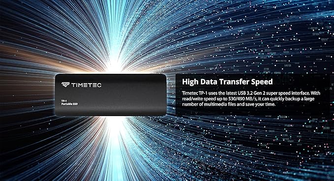 Timetec 512GB Portable External SSD USB3.2 Gen2 Type C Up to 550MB/s - Image 6